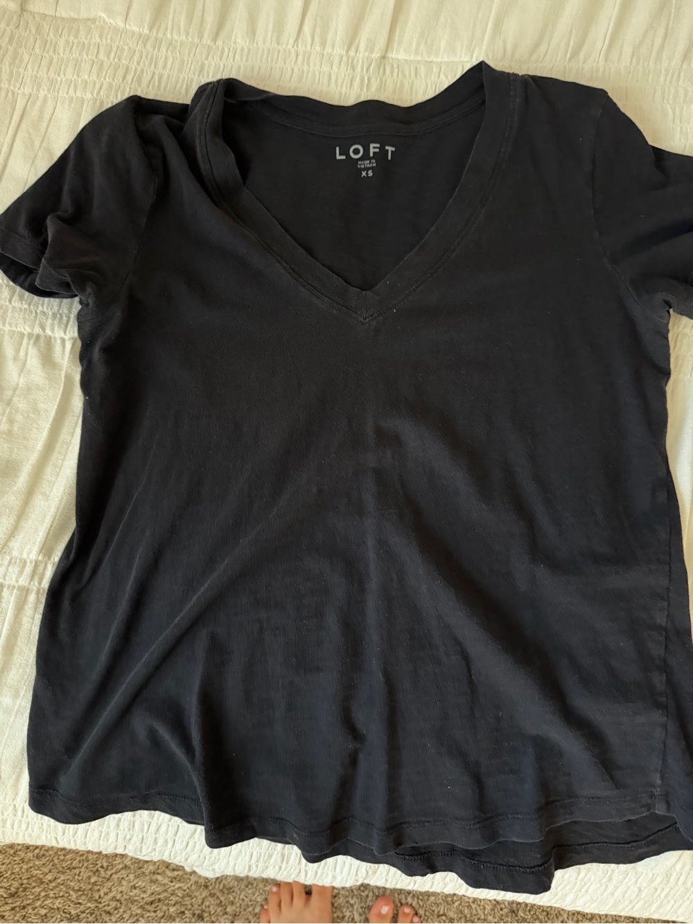 LOFT Black V-Neck Short Sleeve Tee